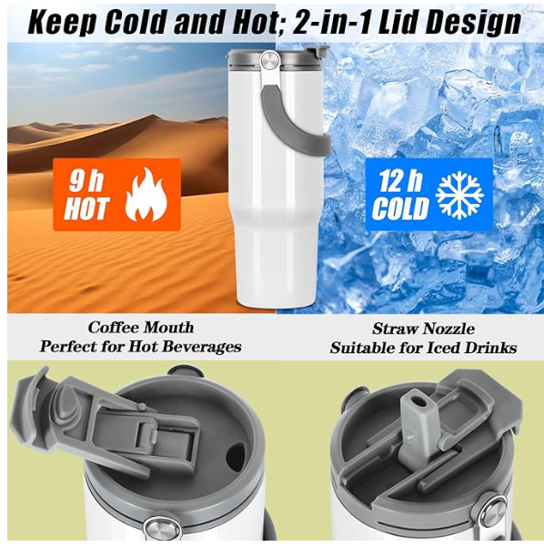 Customized 30oz Stainless Steel Tumbler with Handle