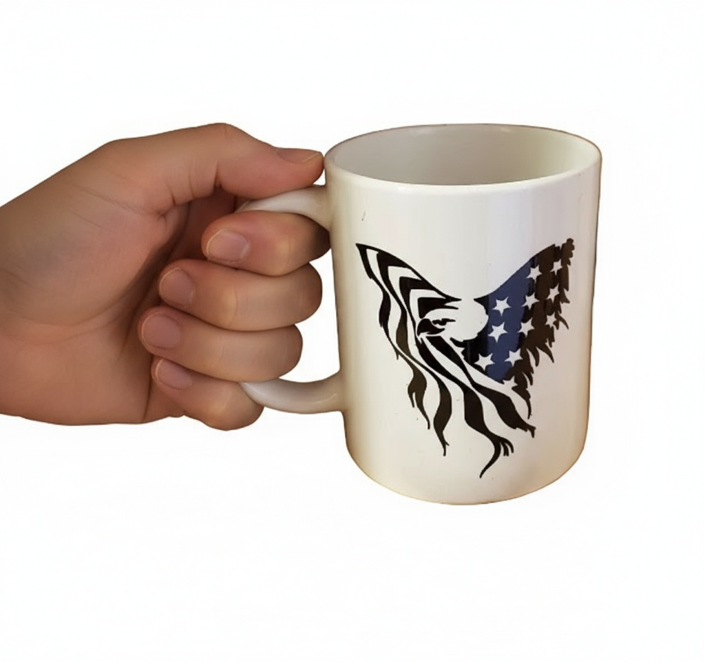 Distress Eagle/Flag Ceramic Coffee Mug 11 or 15oz