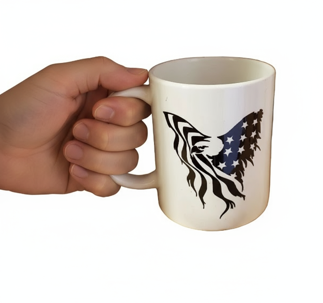 Distress Eagle/Flag Ceramic Coffee Mug 11 or 15oz