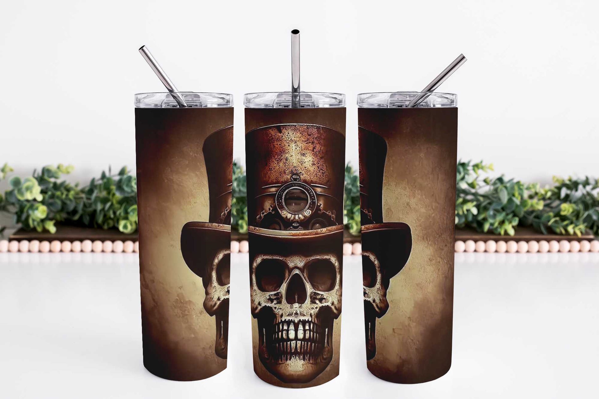 Skull w/hat 20oz Skinny Tumbler My Simple Creations 