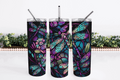 Stained Glass Dragon Fly 20oz Skinny Tumbler My Simple Creations 