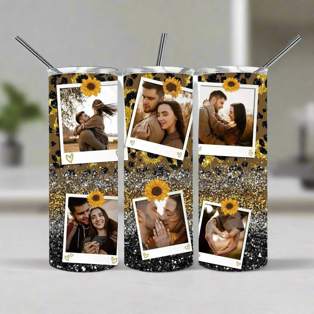 Sunflower Photo Collage Skinny Tumbler My Simple Creations 