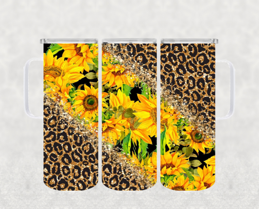 Sunflower and Cheetah 20oz Skinny Tumbler My Simple Creations 
