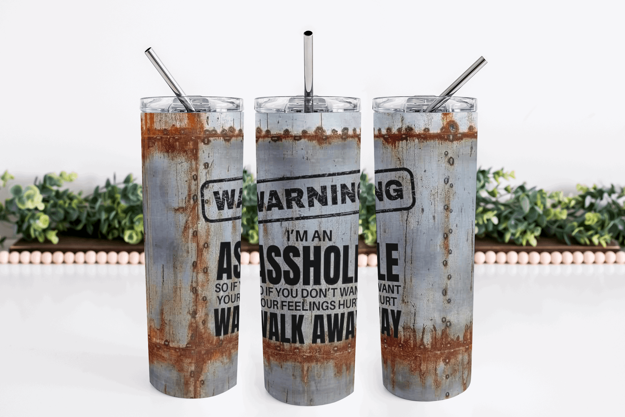 Warning Asshole 20oz Skinny Tumbler My Simple Creations 