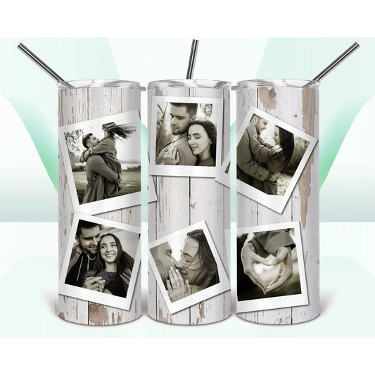White Wood Photo Collage 20oz Skinny Tumbler My Simple Creations 