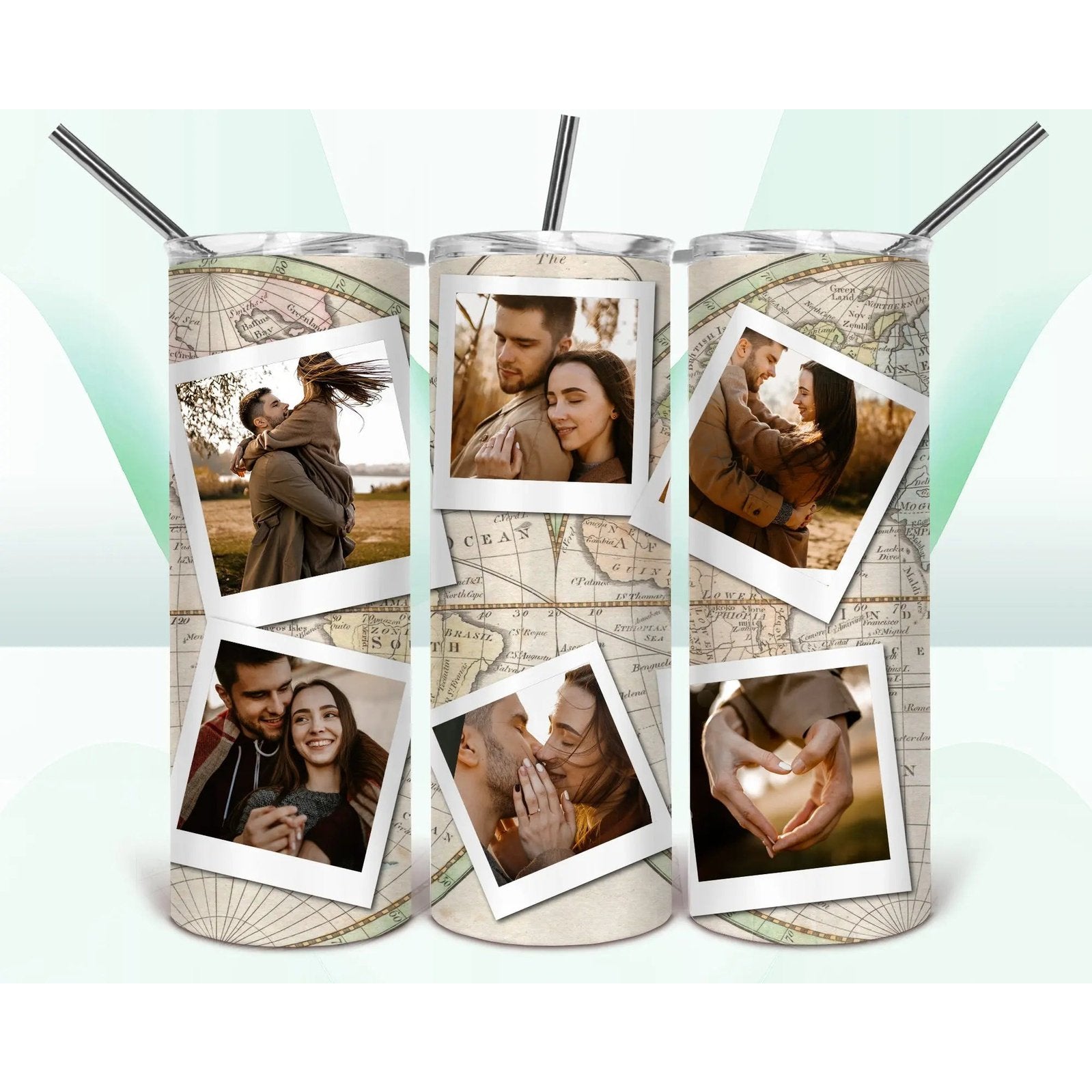 World Map Photo Collage 20oz Skinny Tumbler My Simple Creations 