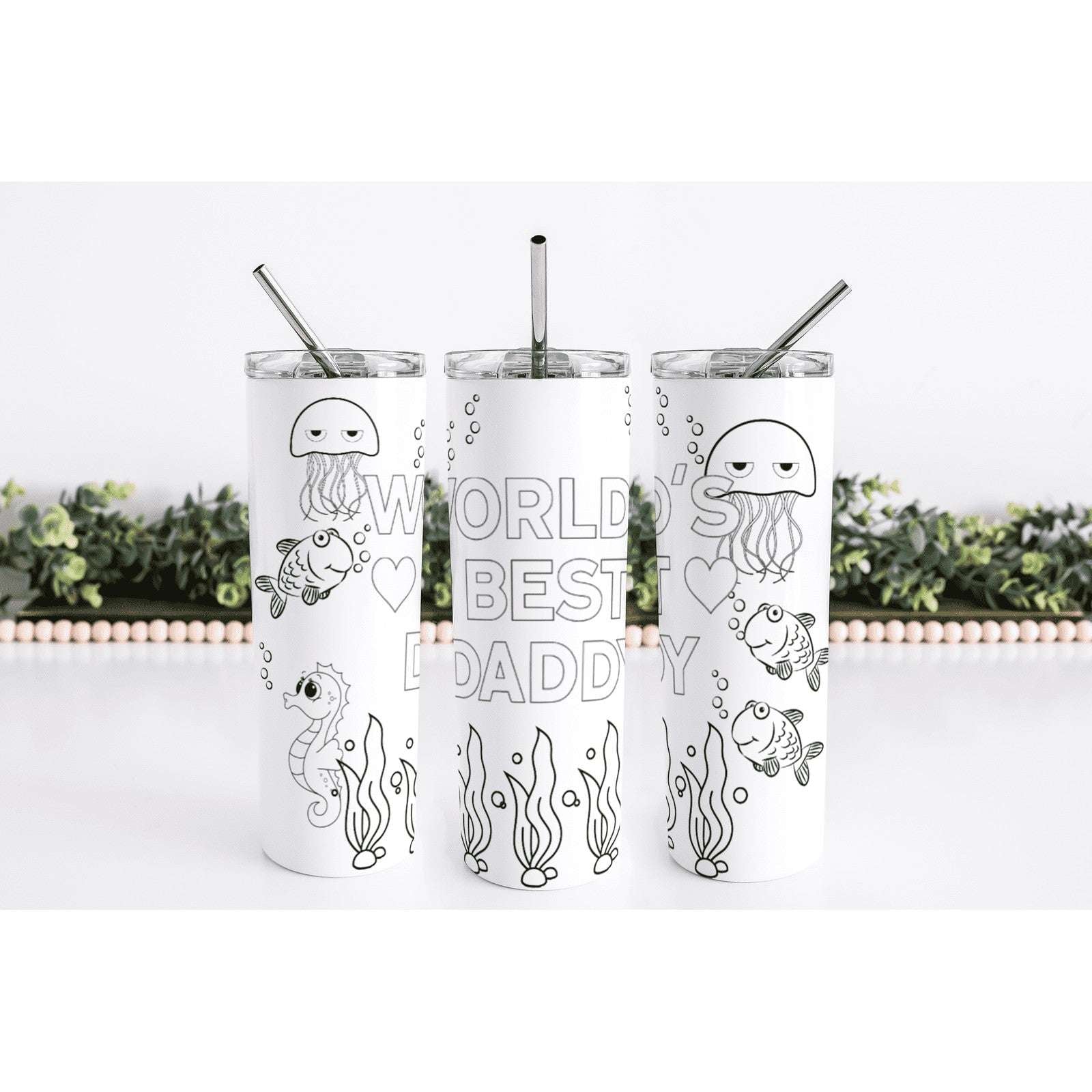 World's Best Daddy Coloring Skinny Tumbler My Simple Creations 