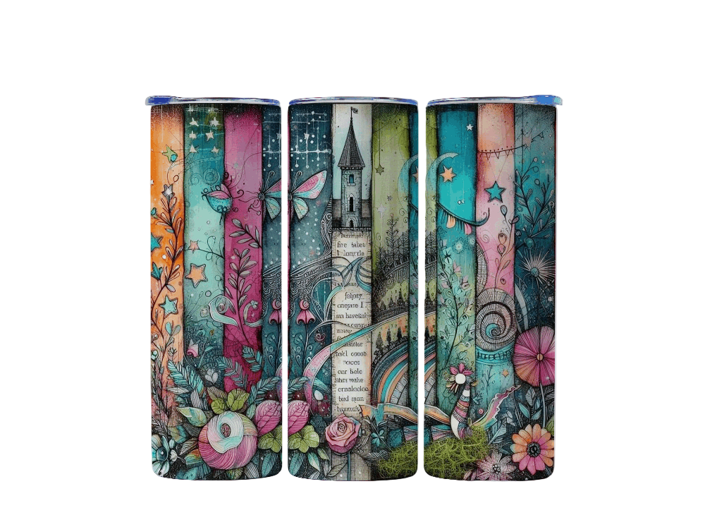 Books Themed Stainless Steel 20oz Skinny Tumbler w/lid & straw