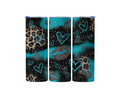 Glitter Leopard Themed Stainless Steel 20oz Skinny Tumbler w/lid & straw