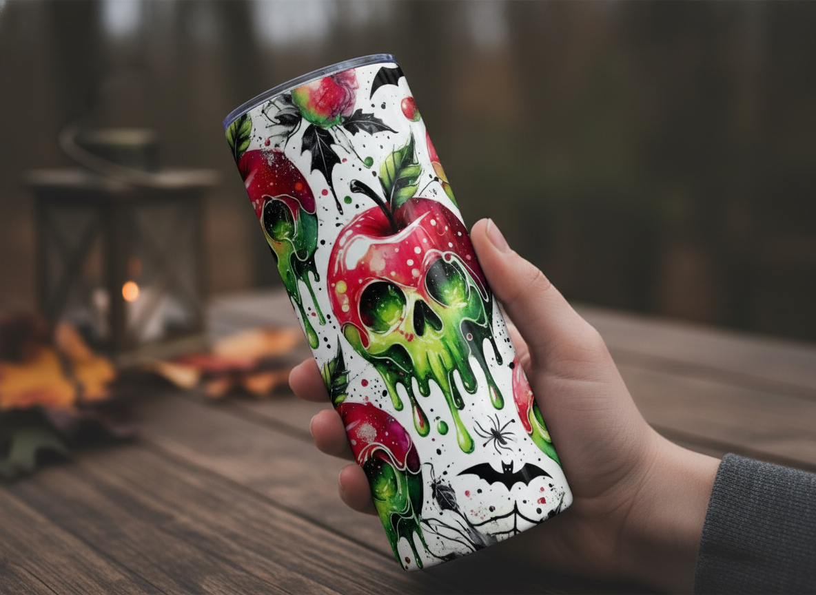 Poison Apple Themed Stainless Steel 20oz Skinny Tumbler w/lid & straw