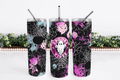 Stainless Steel, 20oz Spooky Web Themed Skinny Tumbler w/lid & straw