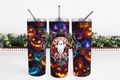 Stainless Steel, 20oz Spooky Pumpkins Themed Skinny Tumbler w/lid & straw