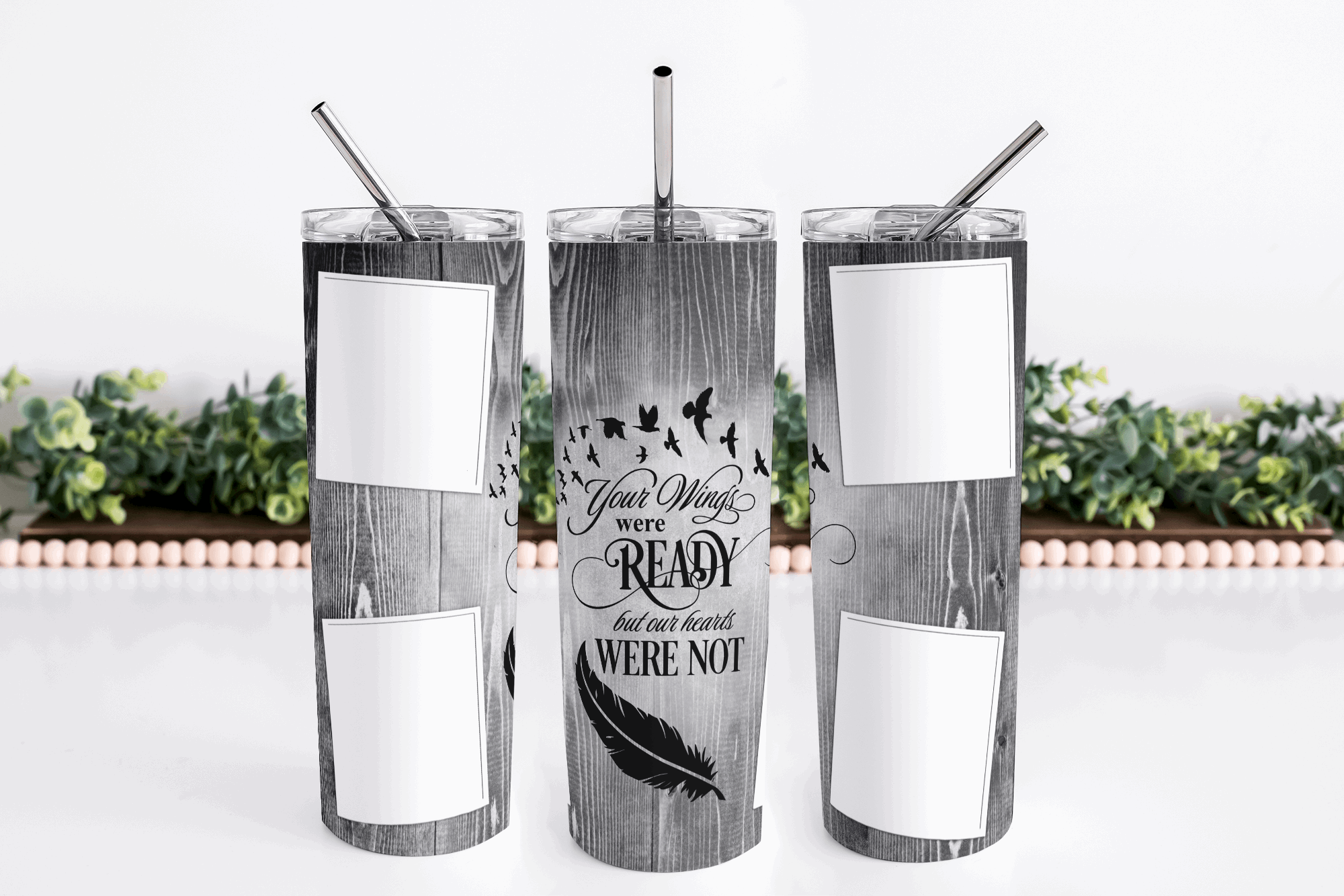 Stainless Steel 20oz Your Wings Were Ready (Gray) Themed Skinny Tumbler w/lid & straw